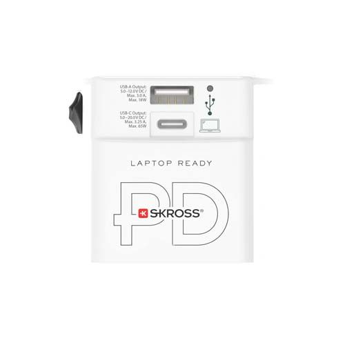 Adaptateur universel SKROSS® MUV AC65PD avec câble USB-C
