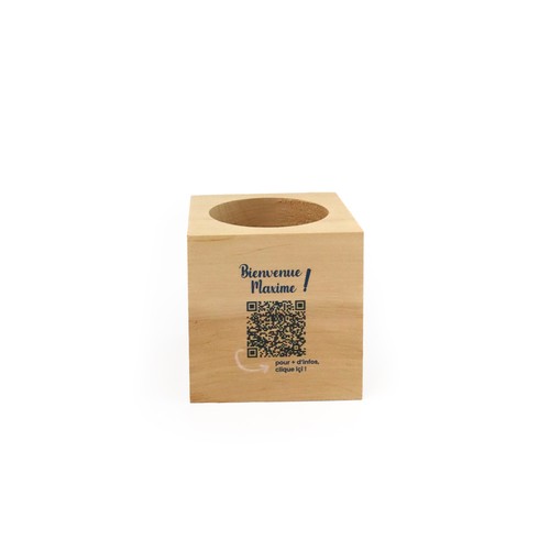 Pot à crayon cube bois