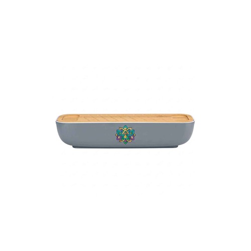ALPINA Bread Box With Lid And Cutting Board - Gris