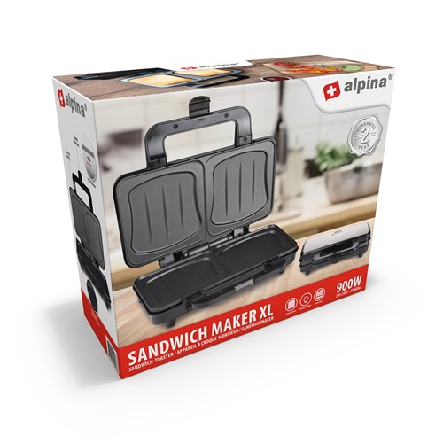ALPINA Sandwich Maker XL 900W - Argent