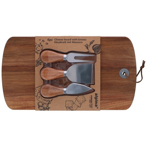 ALPINA Cheeseboard with Knives 320x17.5cm - Brun