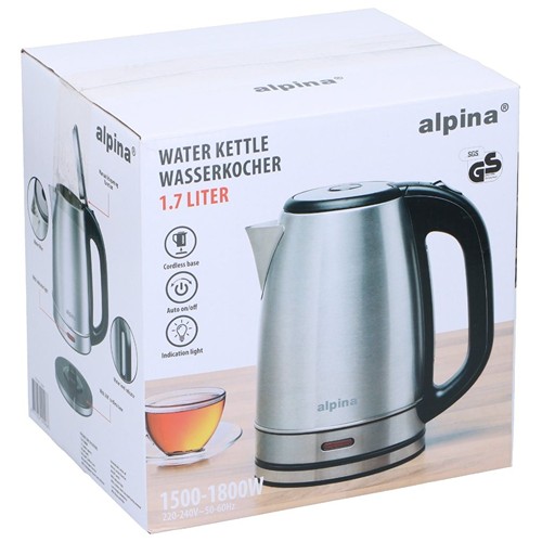ALPINA Water Kettle 1.7L 1800W Silver - Argent
