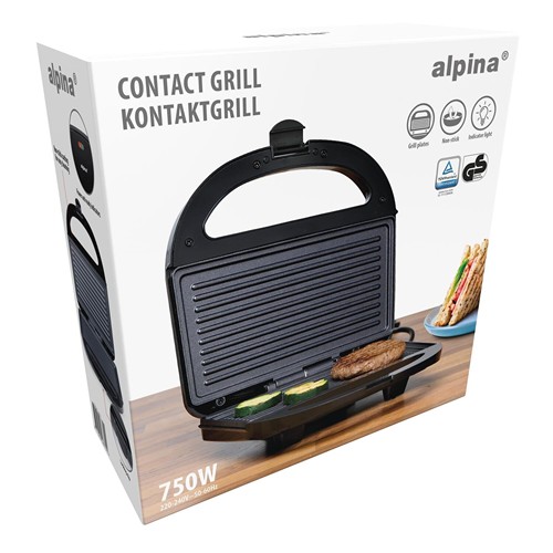 ALPINA Sandwich Maker 750W Contact Grill - Noir