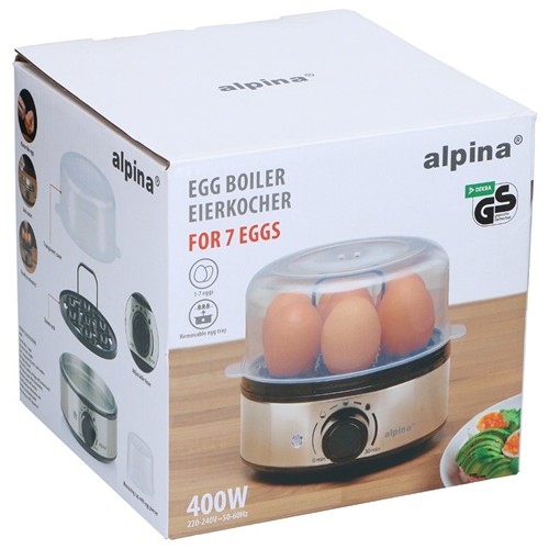 ALPINA Egg Cooker 400W - Argent