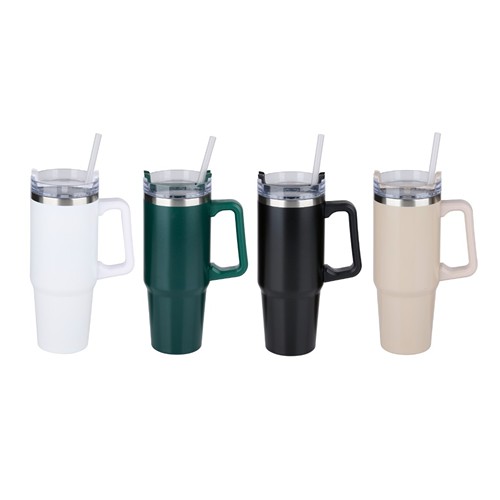 ALPINA Vacuum Mug with Straw 900ml - Black/White/Beige/Green