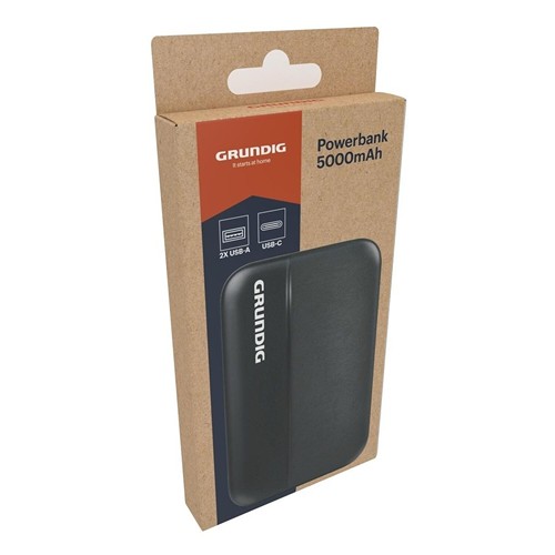 GRUNDIG Powerbank 5000mAh with USB-A and USB-C - Noir