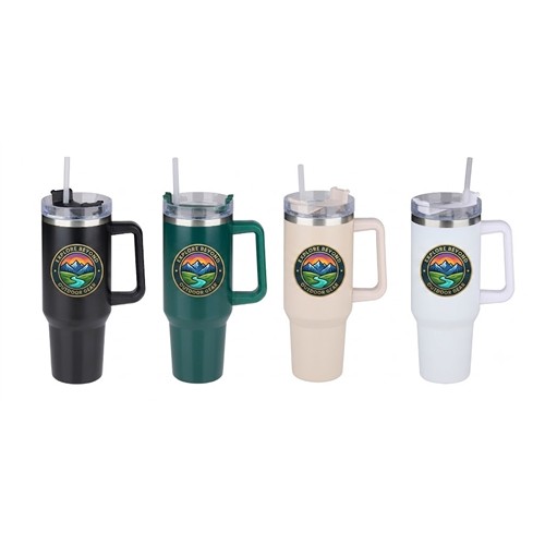 ALPINA Vacuum Mug with Straw 1.2L - Black/White/Beige/Green