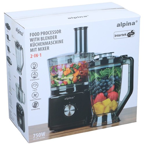 ALPINA Food Processor 2L 750W 230V Black - Noir