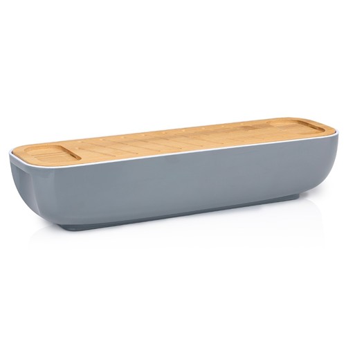 ALPINA Bread Box With Lid And Cutting Board - Gris