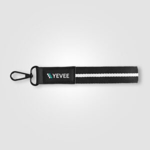 Porte-clés Newport en rPET tissé motif chevron avec mousqueton à pression – 19 × 2,5 cm