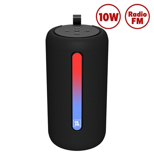 ENCEINTE BLUETOOTH PORTABLE 10W - LED D'AMBIANCE + RADIO FM - IPX4 - NOIR - ON AIR® BIG