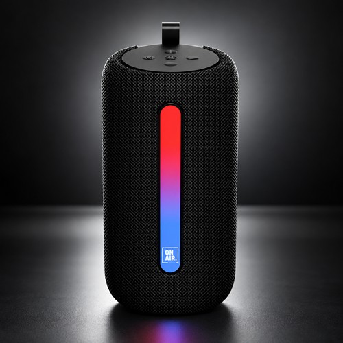 ENCEINTE BLUETOOTH PORTABLE 10W - LED D'AMBIANCE + RADIO FM - IPX4 - NOIR - ON AIR® BIG