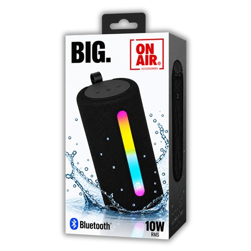 ENCEINTE BLUETOOTH PORTABLE 10W - LED D'AMBIANCE + RADIO FM - IPX4 - NOIR - ON AIR® BIG