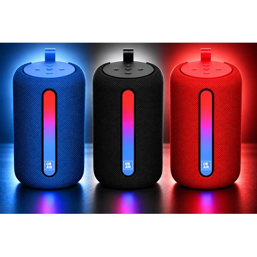 ENCEINTE BLUETOOTH PORTABLE 10W - LED D'AMBIANCE + RADIO FM - IPX4 - NOIR - ON AIR® BIG